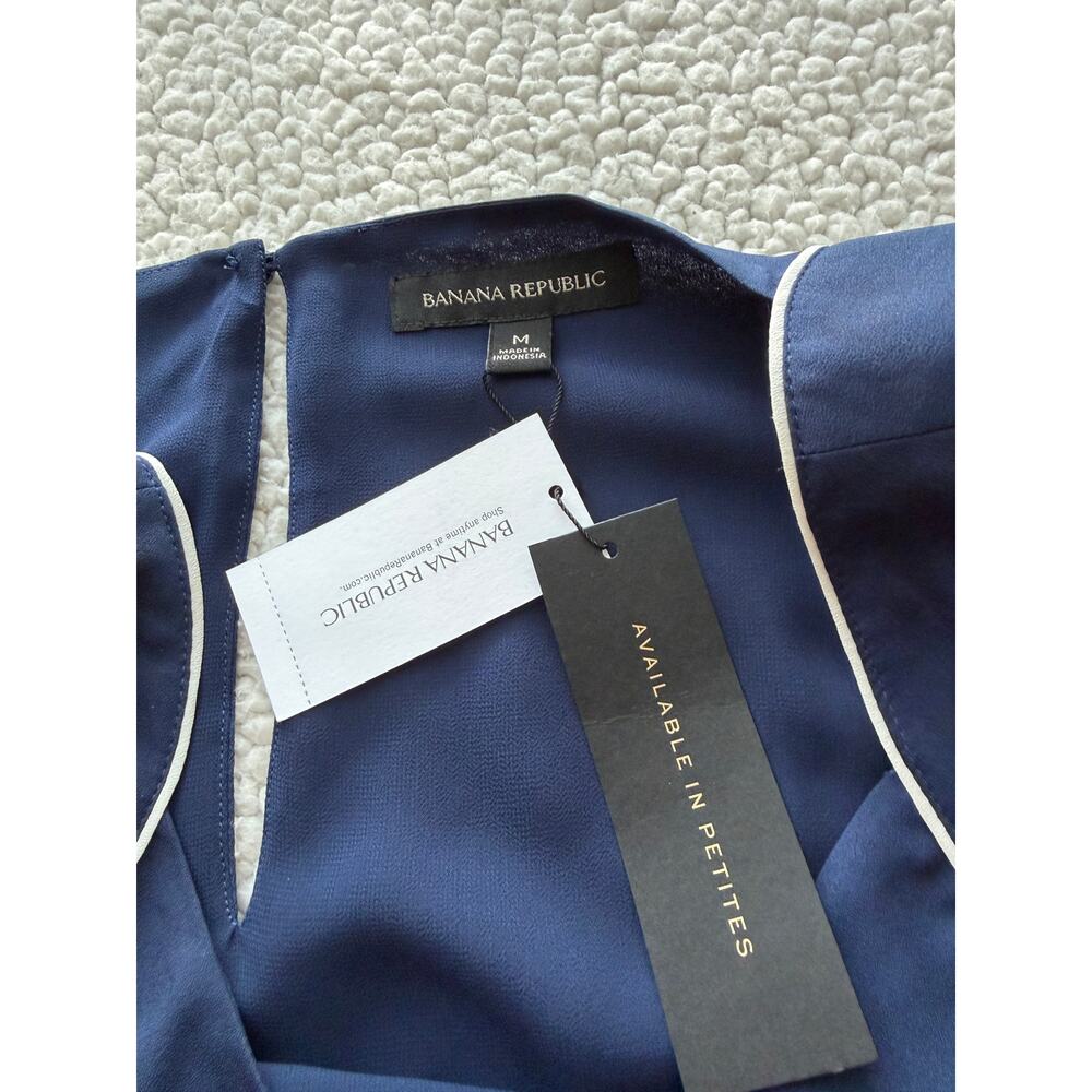 Banana Republic Navy White Trim Dressy Tank Medium - Picture 8 of 9